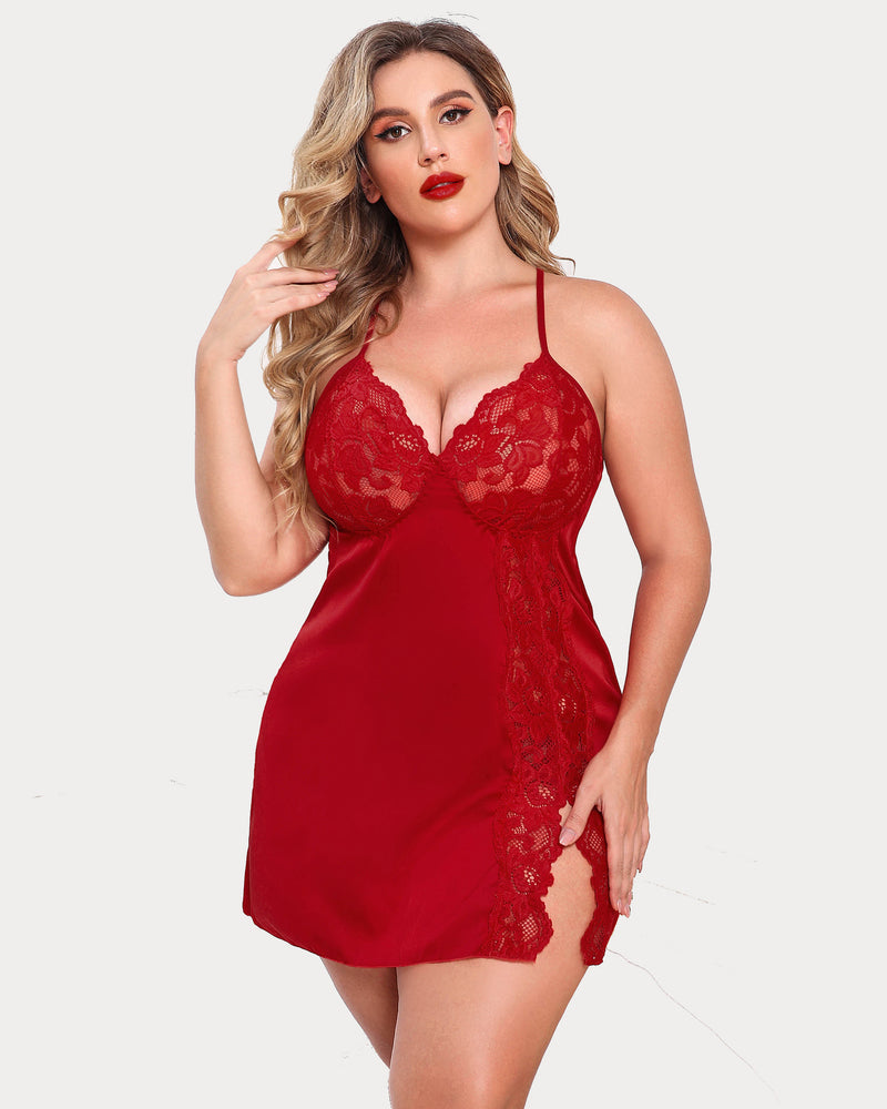 Plus Size Christmas Satin Nightgown