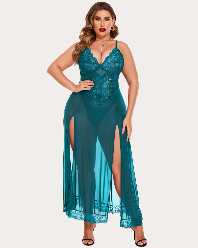 Mesh Maxi Side Slits Dress
