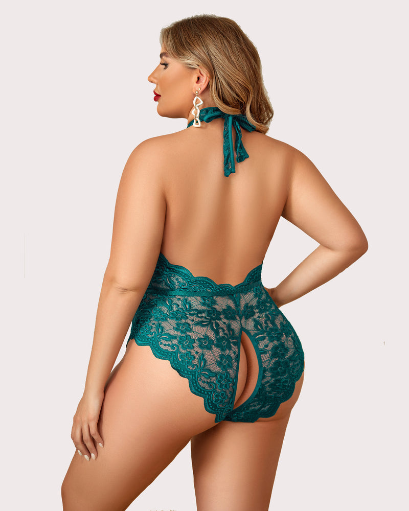 Gorgeous Plus Size Lace Print Bodysuit
