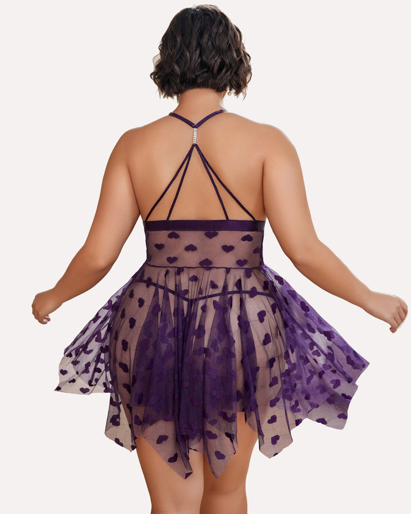 Plus Size Lace Nightdress with Front Slit