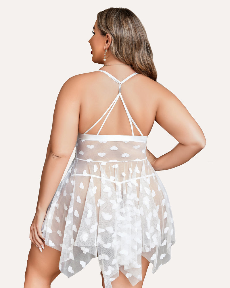 Plus Size Lace Nightdress with Front Slit