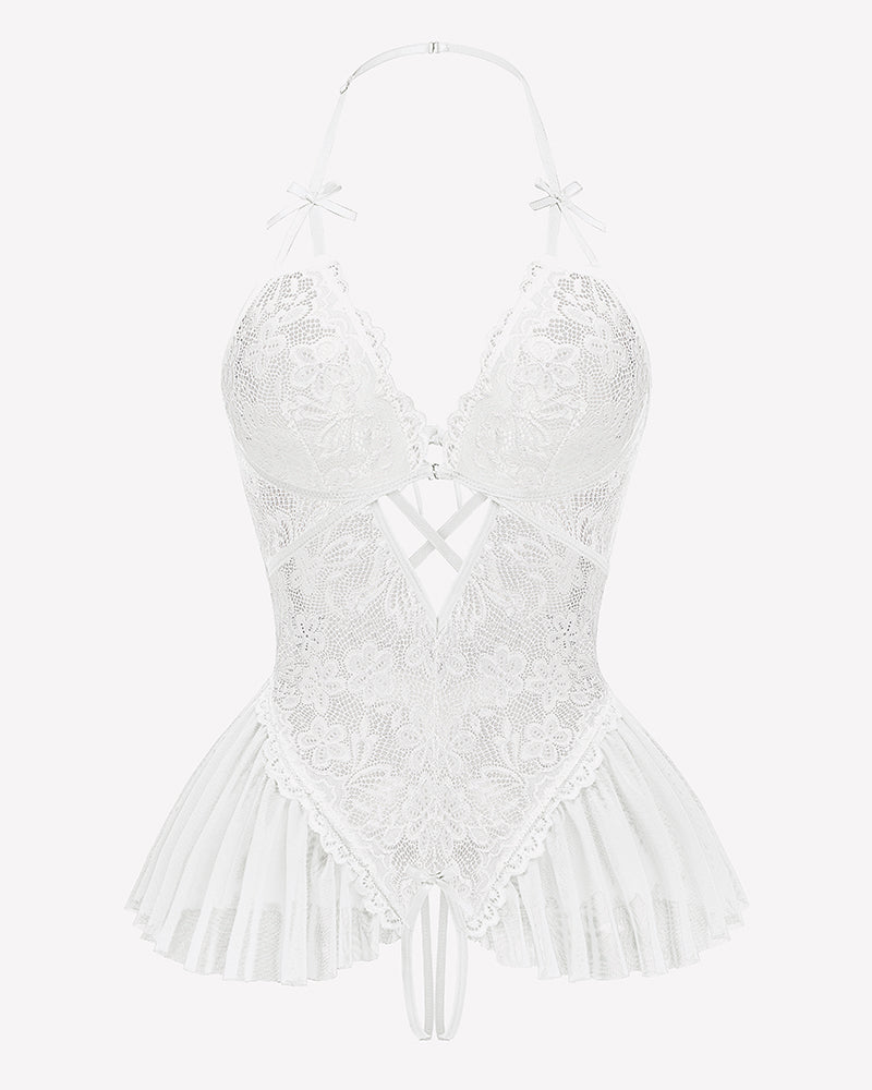 Lace Bodysuit V Neck Sleepwear One Piece