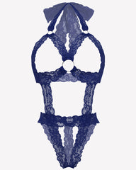 Lace Cupless Bodysuit Deep V Neck Teddy