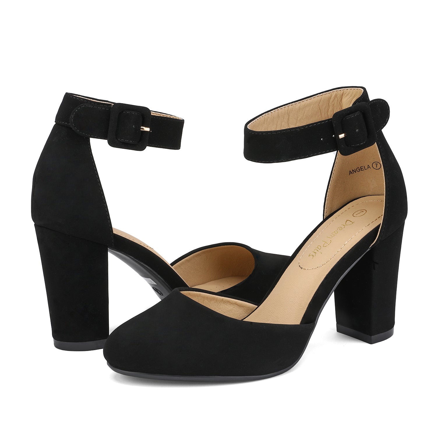 Round Toe Chunky Heel Pumps