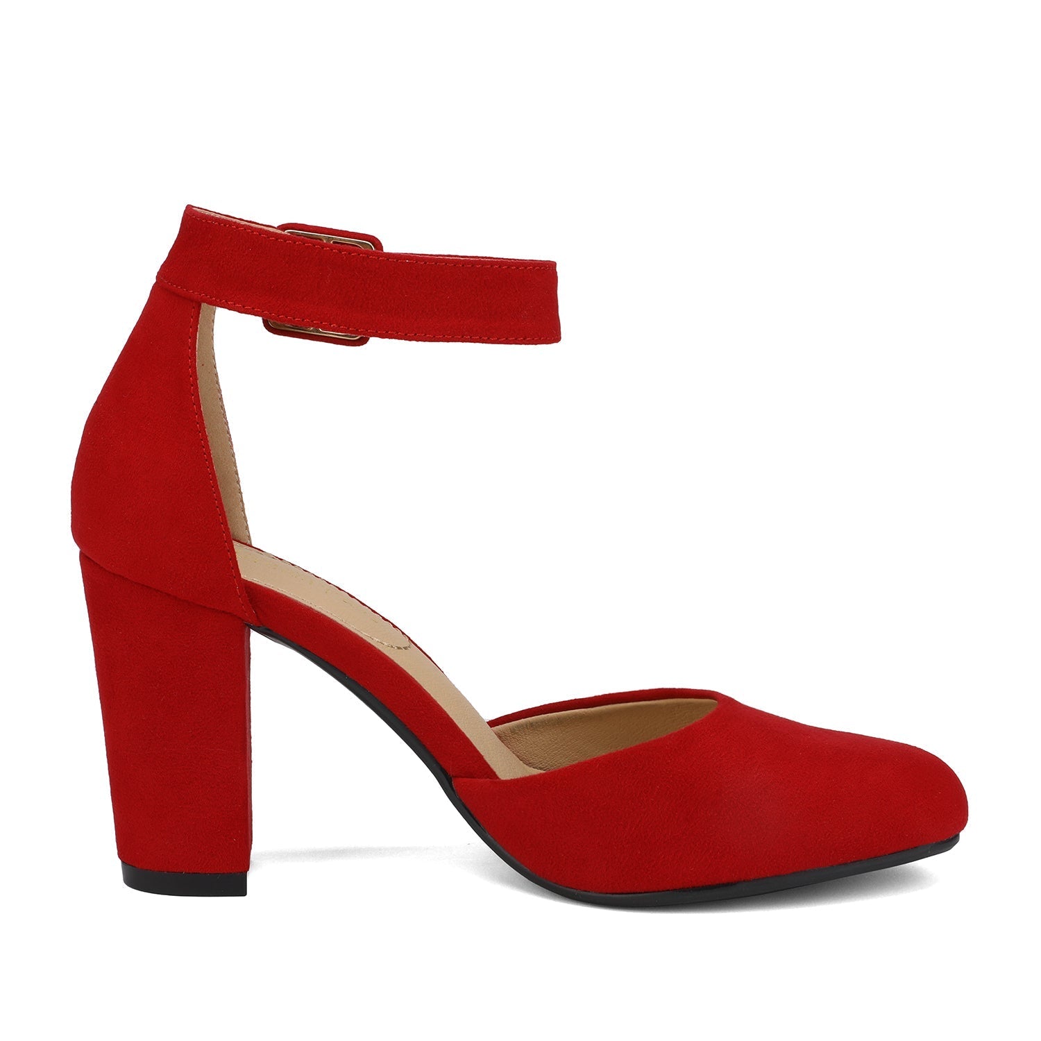 Round Toe Chunky Heel Pumps