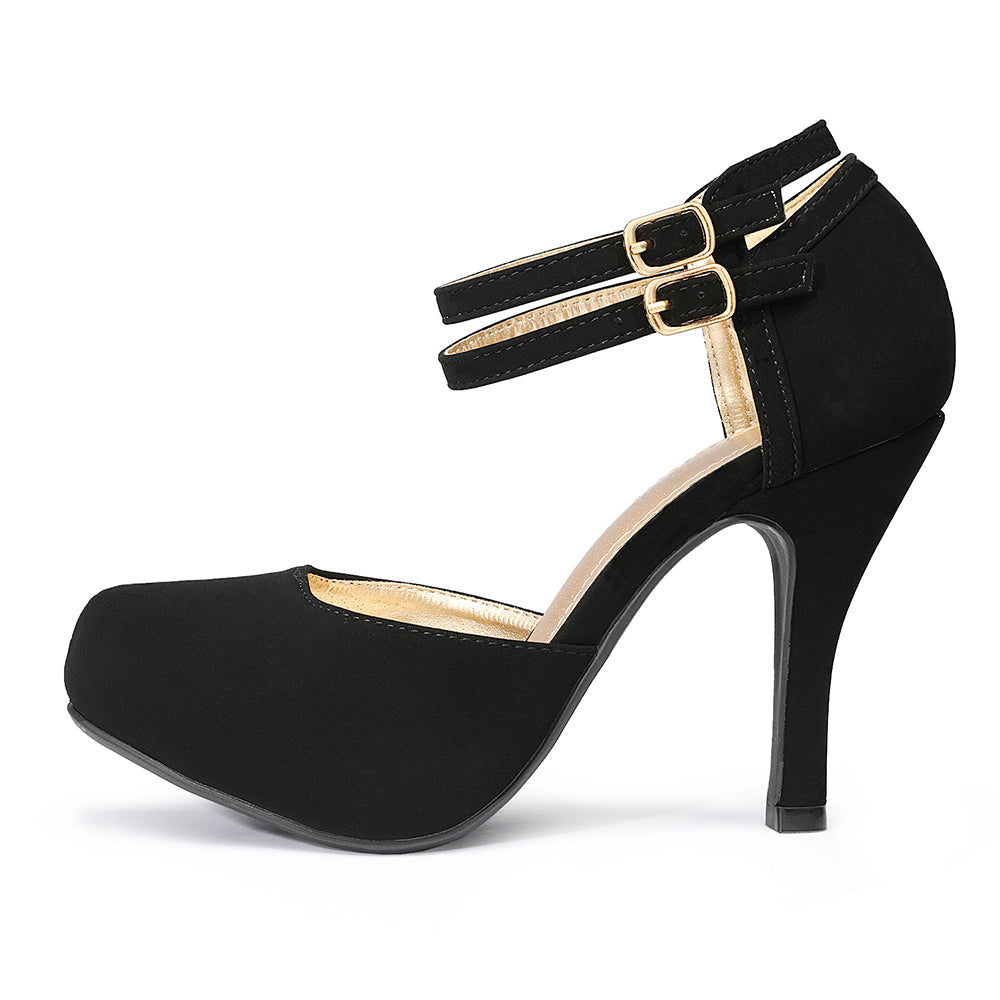 Double Ankle Strap Heel Pumps