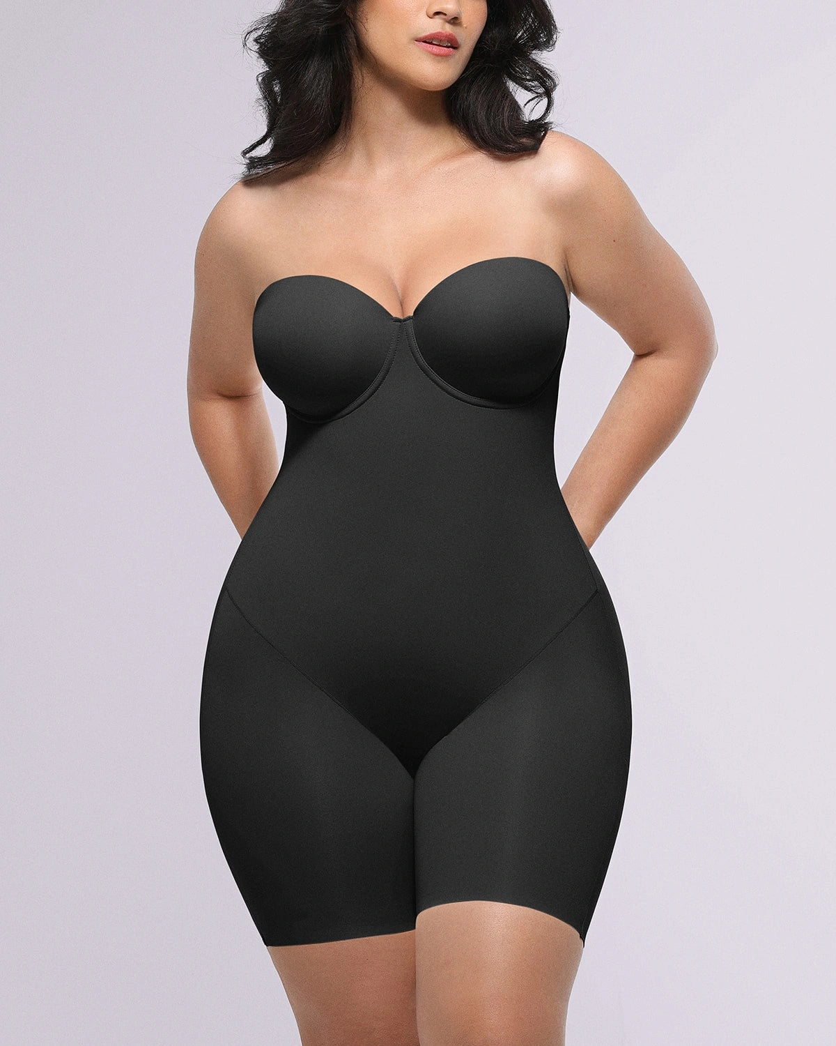 Bare Essentialsâ„?AirSlim® Strapless Mid Thigh Bodysuit