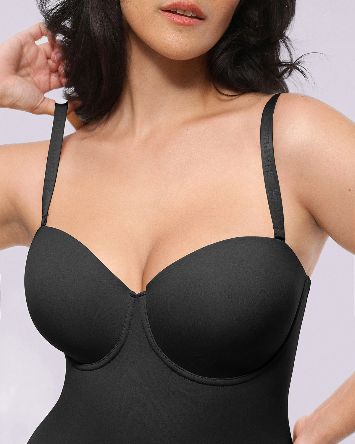 Bare Essentialsâ„?AirSlim® Strapless Mid Thigh Bodysuit