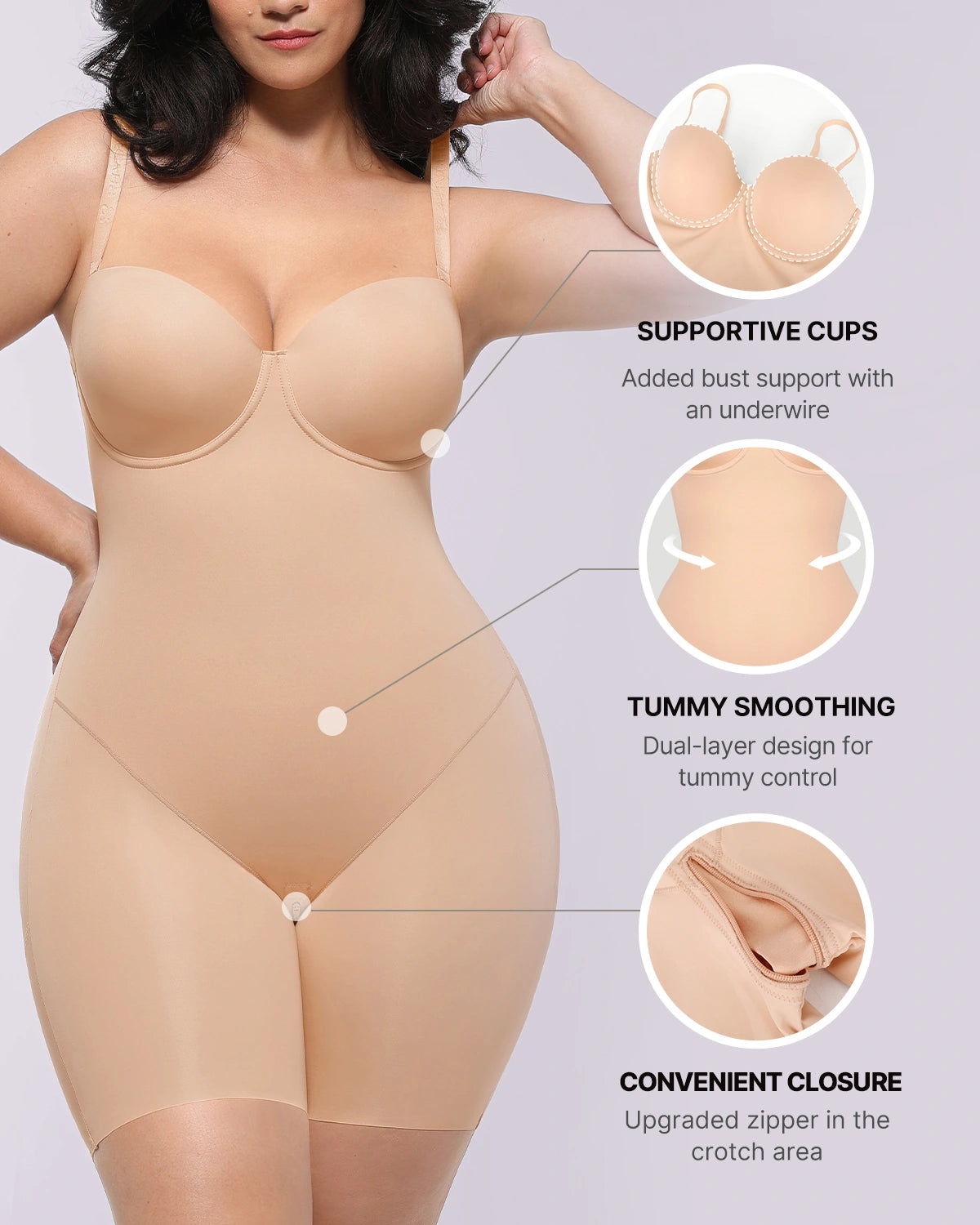 Bare Essentialsâ„?AirSlim® Strapless Mid Thigh Bodysuit