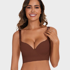 Push-Up Back Smoothing Bra-Brown