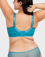 Comfort Unlined Lace Underwire Push Up Bra-Blue
