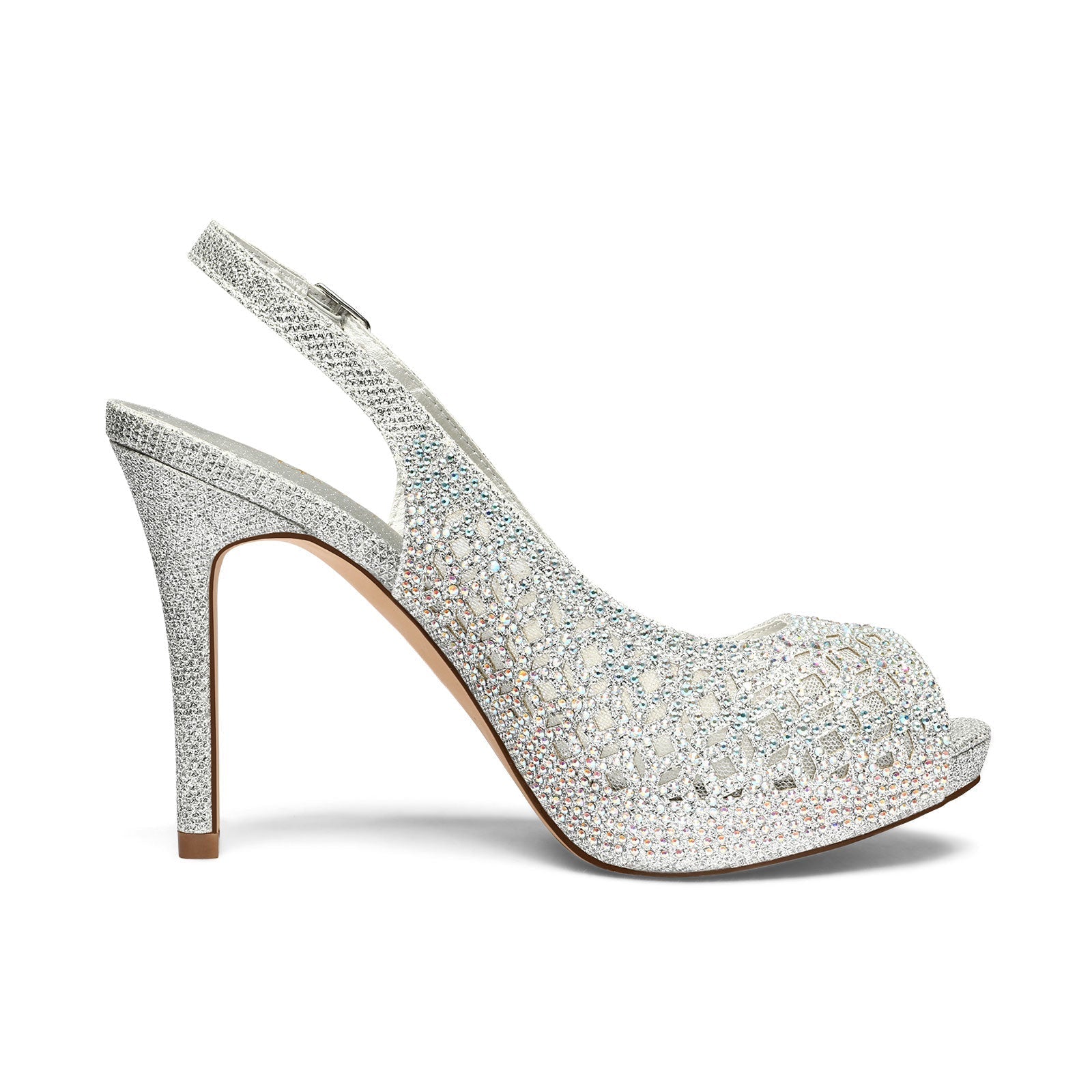Peep Toe Rhinestone Pumps