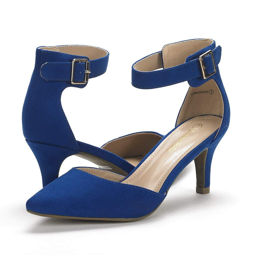 Ankle Strap Low Heel Dress Pumps