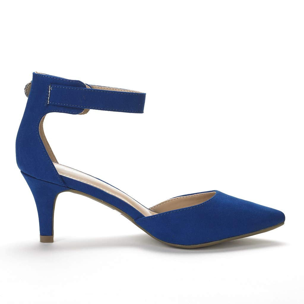 Ankle Strap Low Heel Dress Pumps