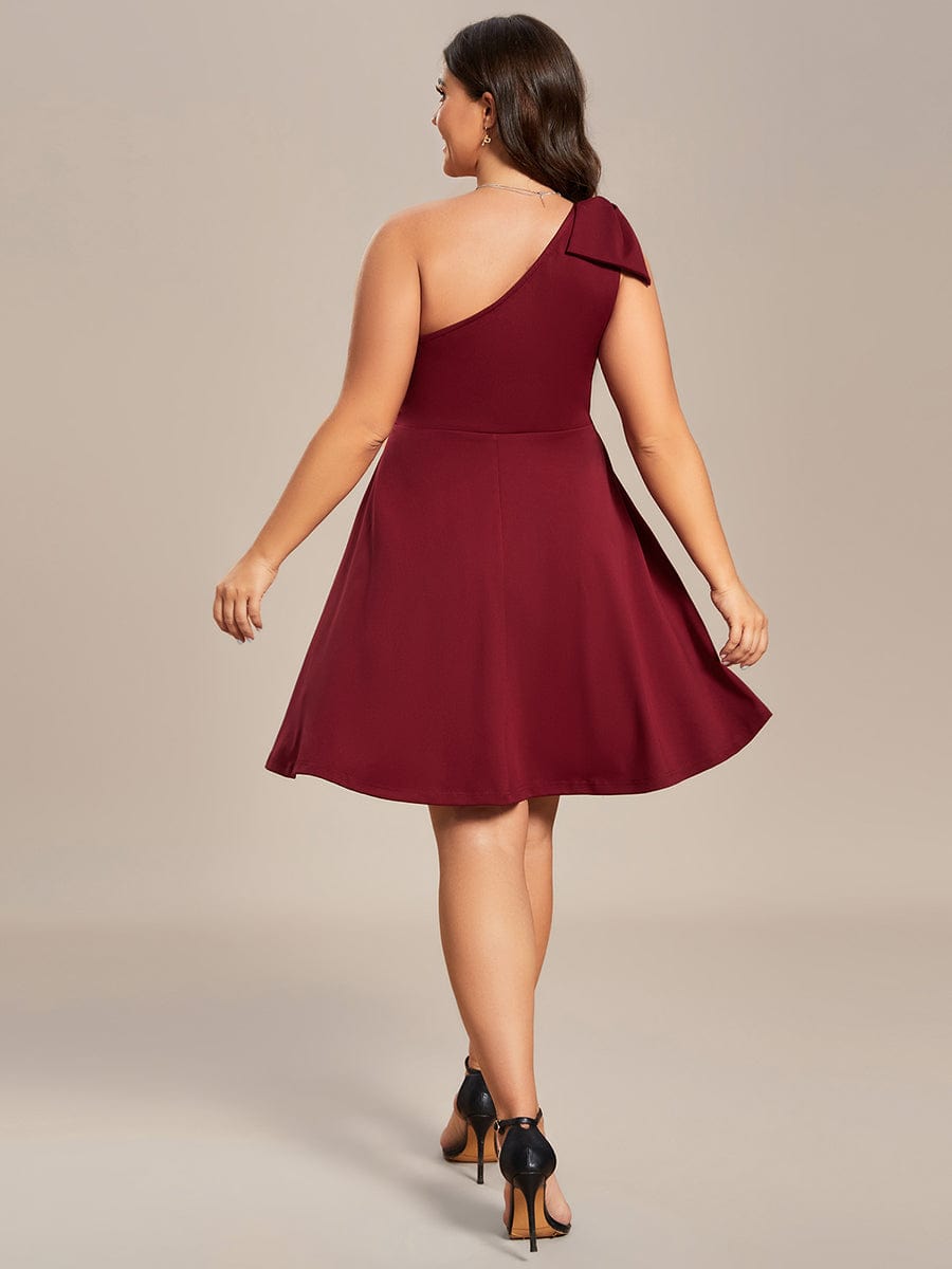 Feminine Bow Detail Summer Mini Dress with One Shoulder