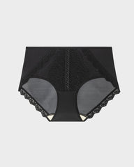 Elegant Antibacterial Mulberry Silk Mid-Waist Lace Panel Panties (3 Pack)