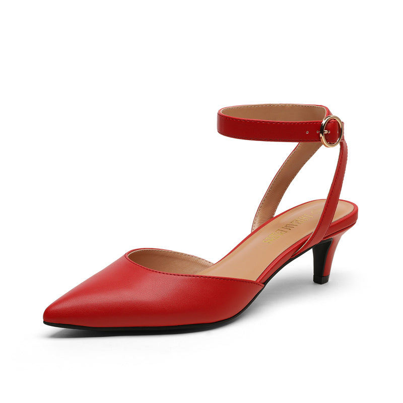 Ankle Strap Low Heel Pumps