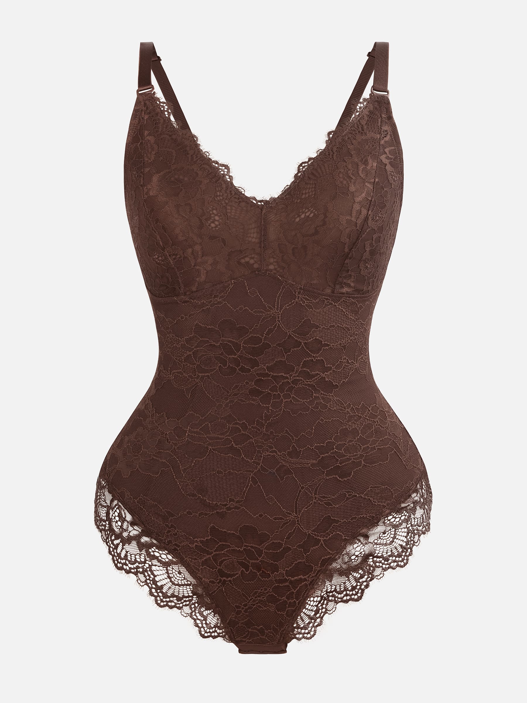 Feelingirl Lace V Neck Full Bodysuit Shapewear