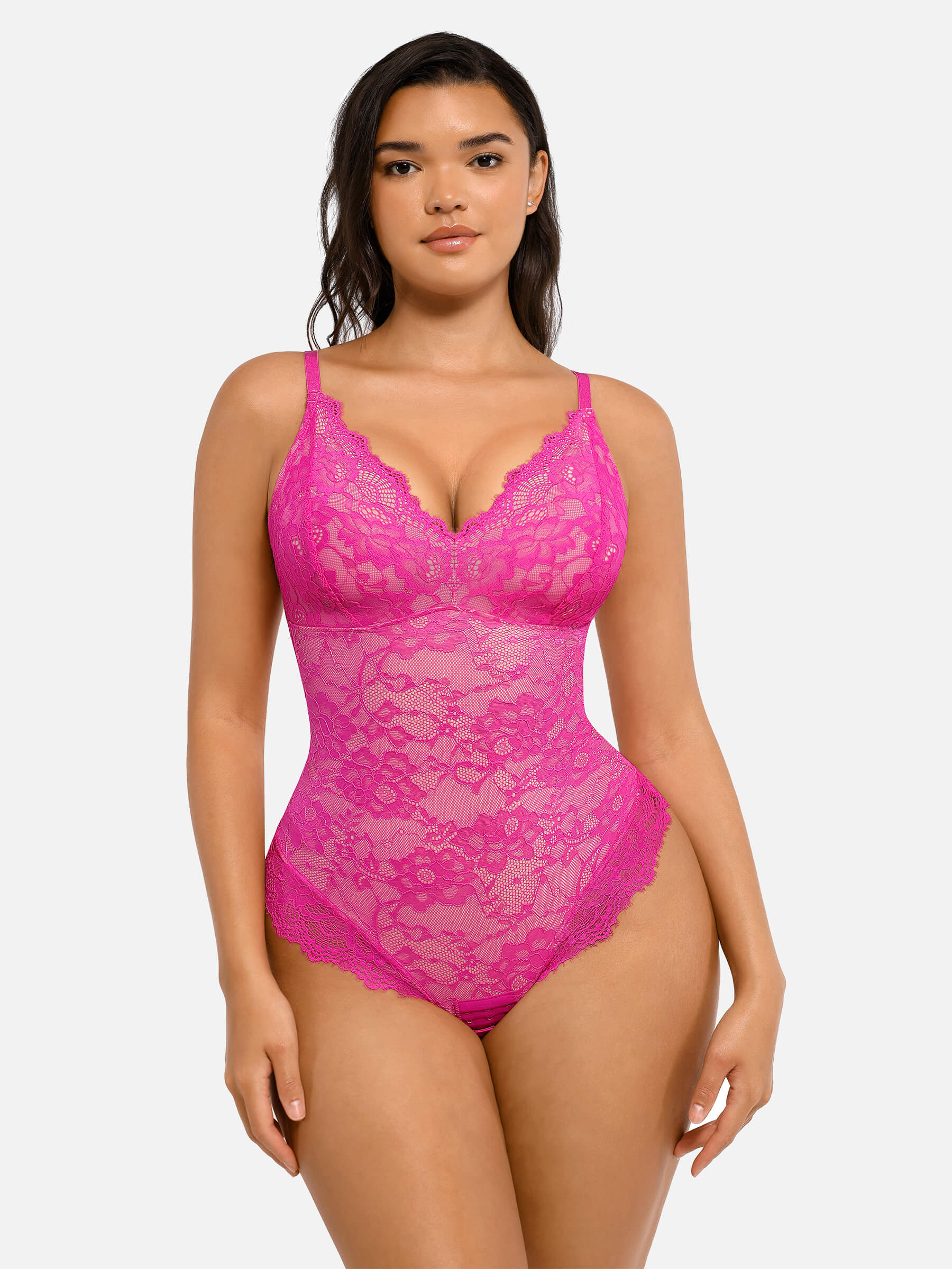 Lace V Neck Full Bodysuit