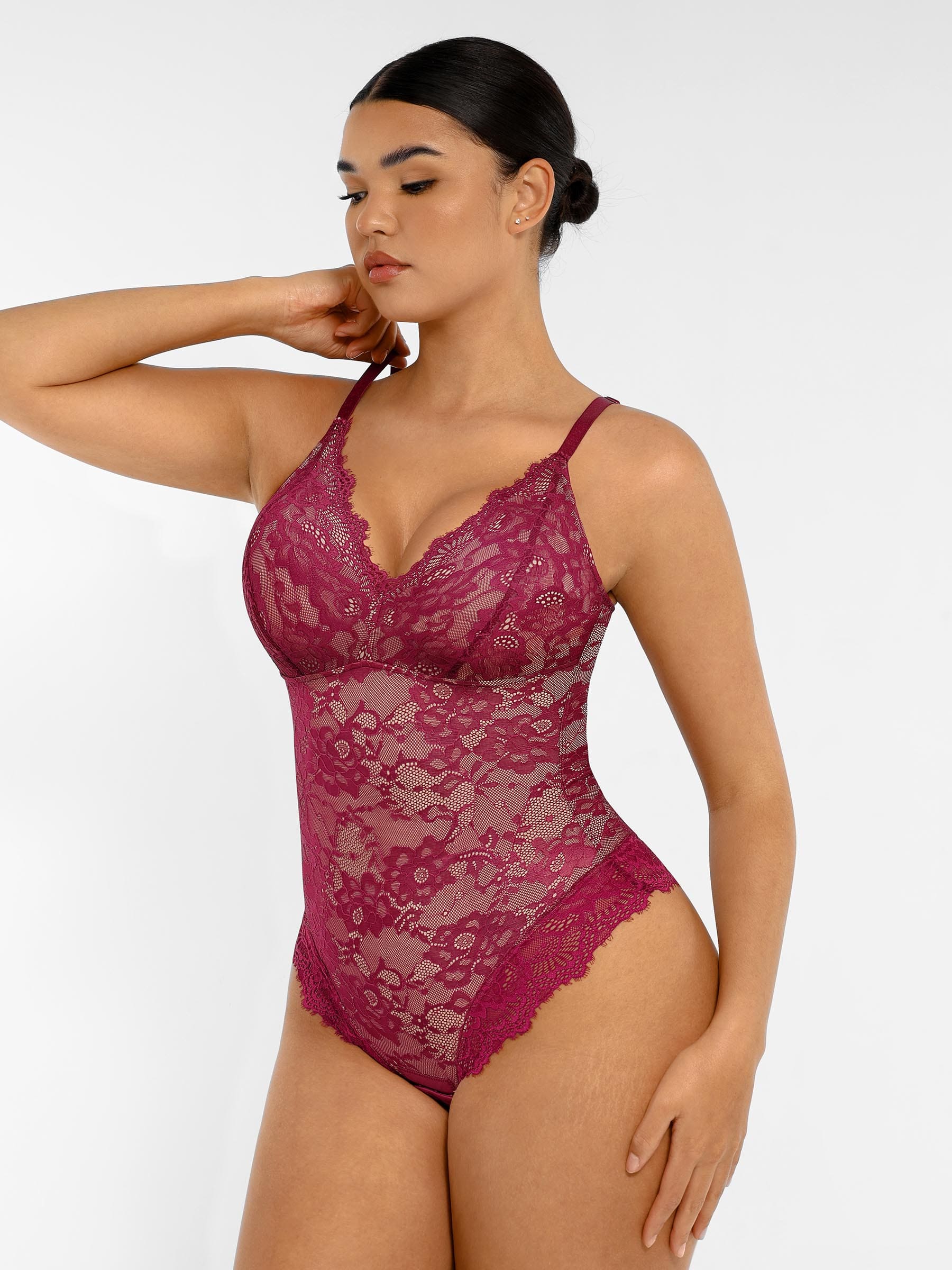 Lace V Neck Full Bodysuit