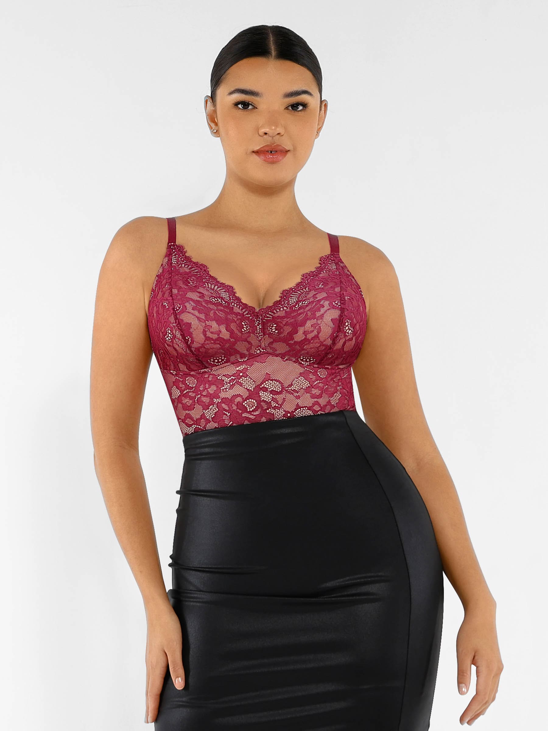 Lace V Neck Full Bodysuit
