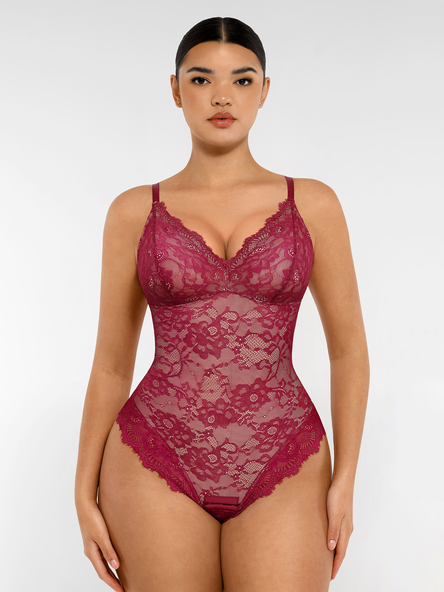 Lace V Neck Full Bodysuit