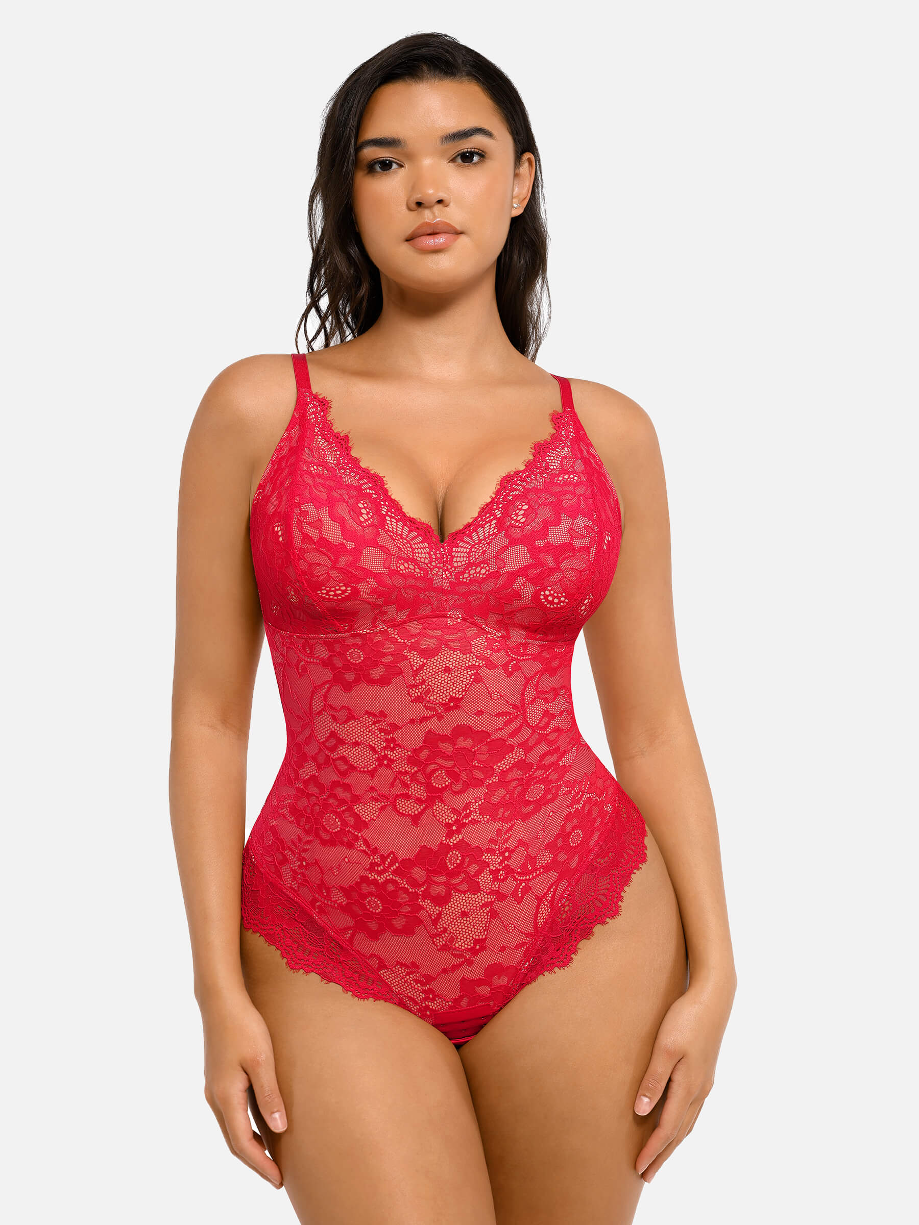Lace V Neck Full Bodysuit