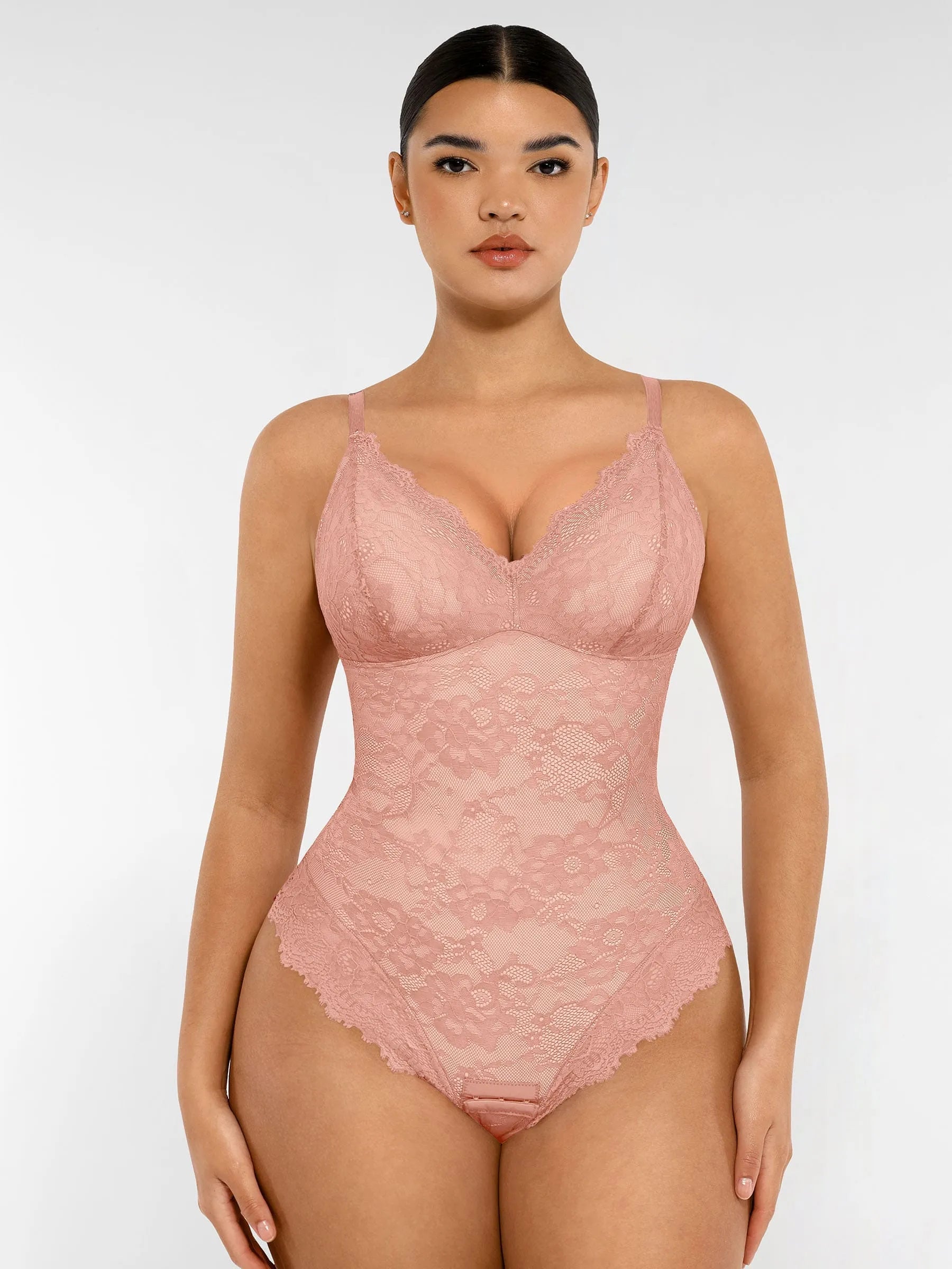 Lace V Neck Full Bodysuit