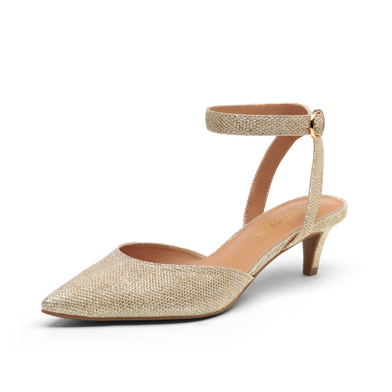 Ankle Strap Low Heel Pumps