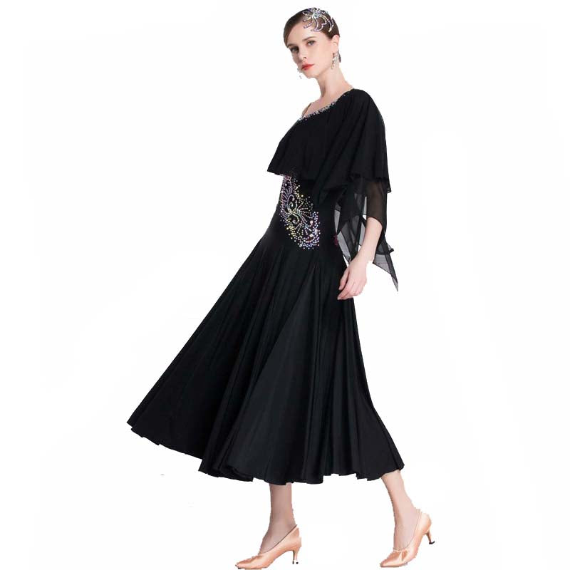 YUN Customisable-Women's Off Shoulder DiamonWaltModern Ballroom Dance Dress