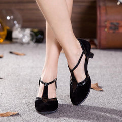 Women's Black Sude Customized Heel Heel Modern Dance Shoes Ballroom Dance Shoes