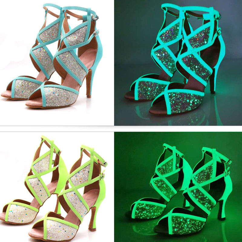 Women's Fluorescent PU Customized Heel Heels Dance Boots Salsa Dancing Shoes