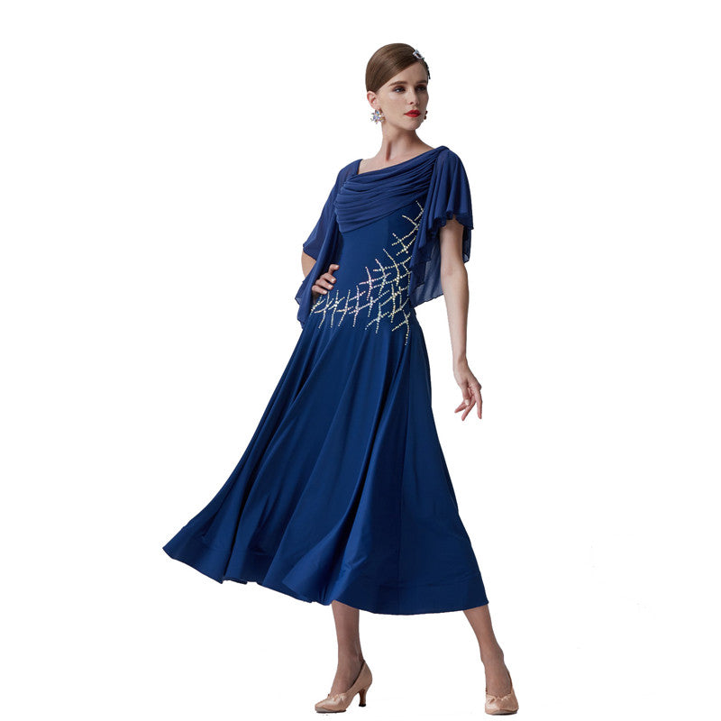 YUN Customisable-Women's Batwing Sleeve DiamonCostume Dress For Ballroom Dancing standard/Smooth Dress
