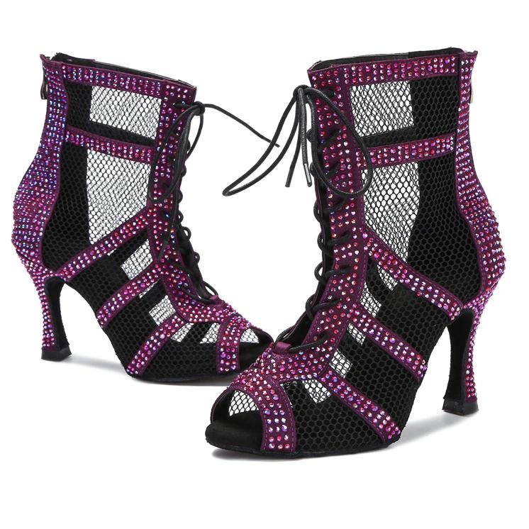 Women's Satin Customized Heel Latin Shoes Dance Boots Ballroom Dance Shoes
