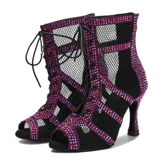 Women's Satin Customized Heel Latin Shoes Dance Boots Ballroom Dance Shoes