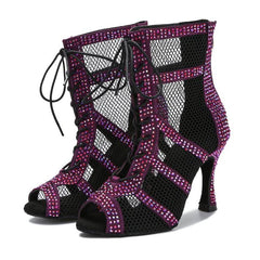 Women's Satin Customized Heel Latin Shoes Dance Boots Ballroom Dance Shoes
