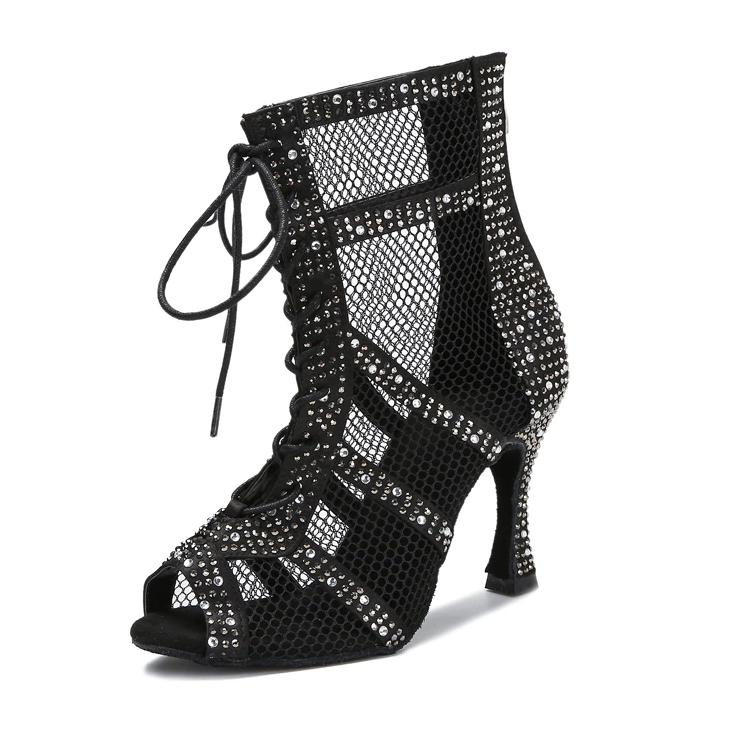 Women's Satin Customized Heel Dance Boots JazSalsa Dancing Shoes