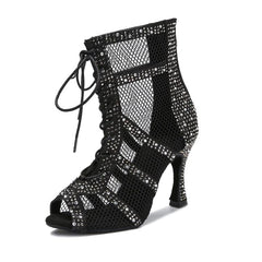 Women's Satin Customized Heel Dance Boots JazSalsa Dancing Shoes