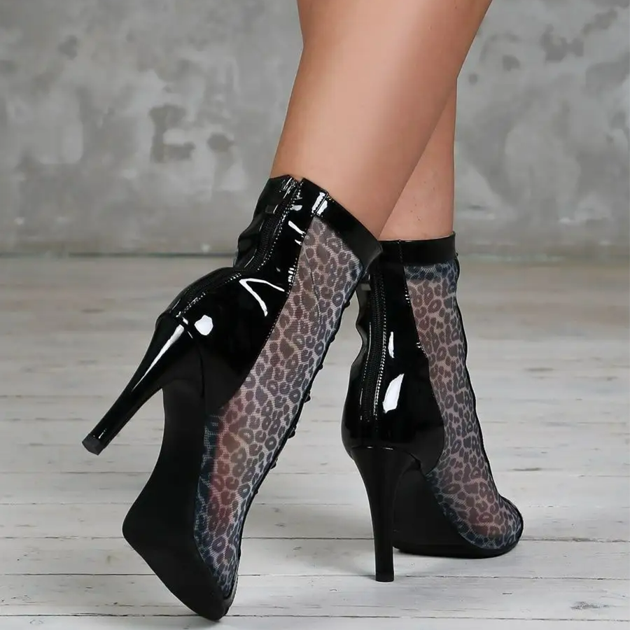 Women's Leopard 7cm/9cm Heel Leatherette Rubber Heels Dance Boots JazStreet Sole Dance Shoes
