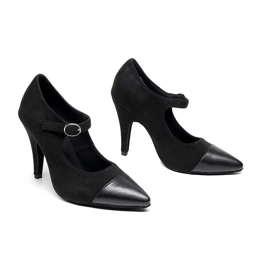 Women's 10cm Heel Velvet Dance Heels Ballroom Dance Shoes