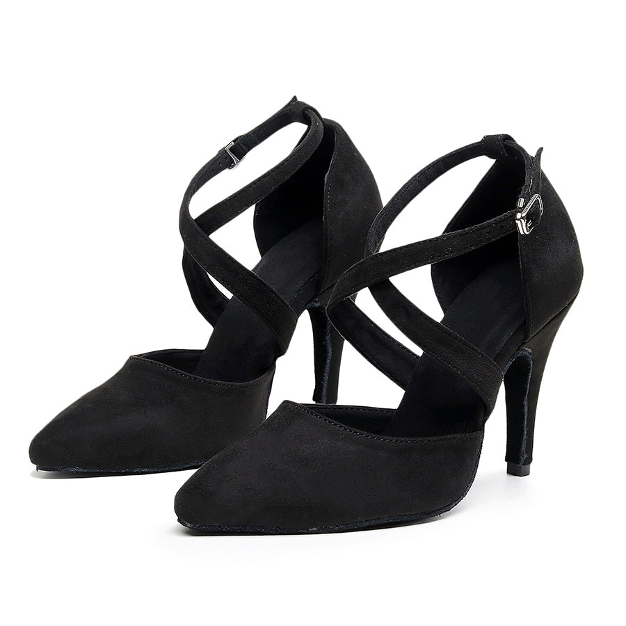 Women's 10cm Heel Velvet Dance Heels Ballroom Dance Shoes