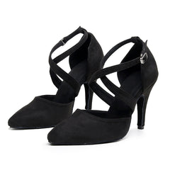 Women's 10cm Heel Velvet Dance Heels Ballroom Dance Shoes
