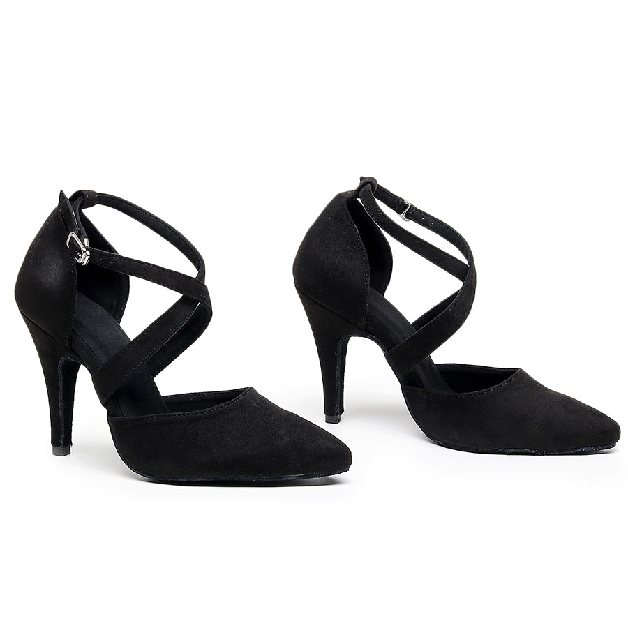 Women's 10cm Heel Velvet Dance Heels Ballroom Dance Shoes