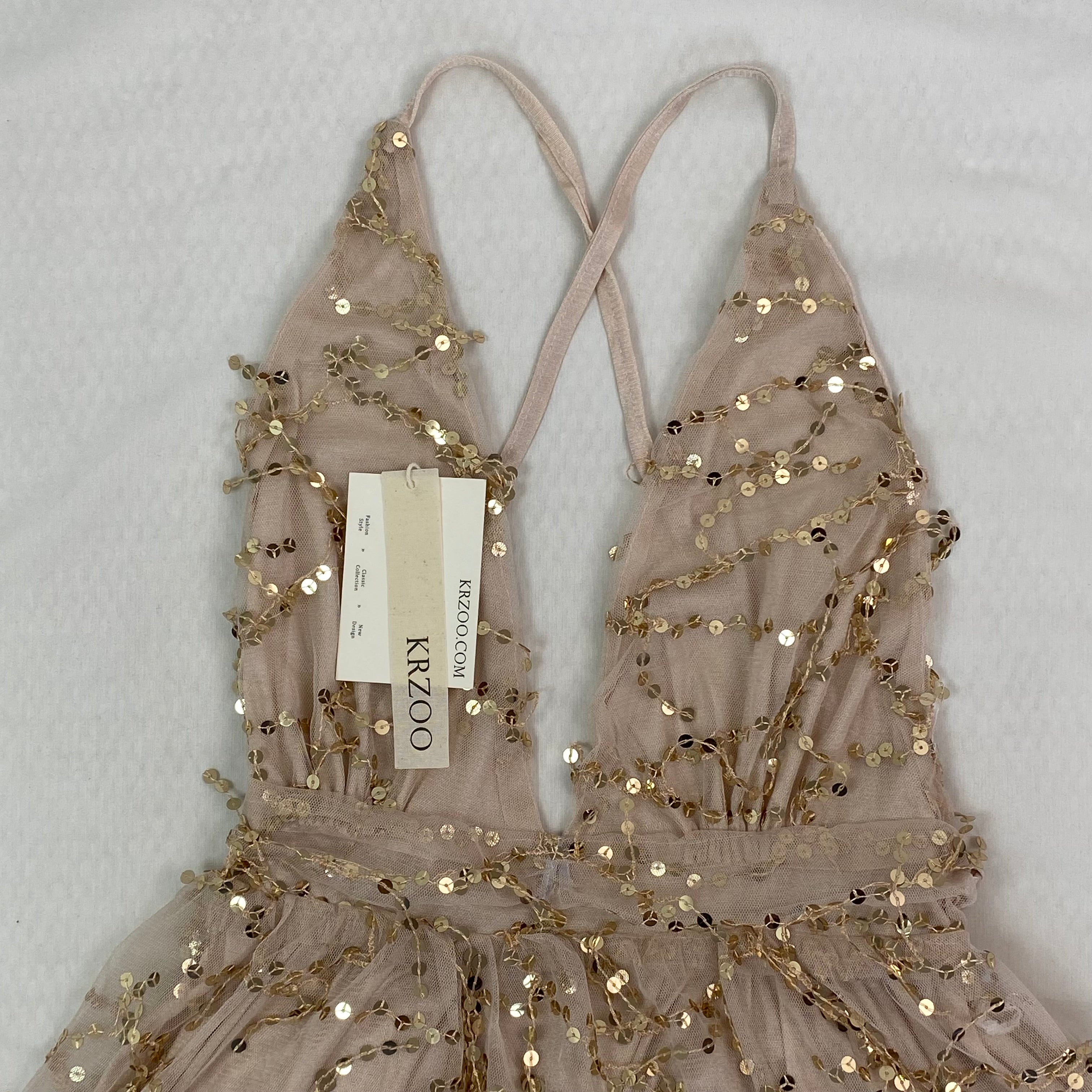 sequined deep V-neck backless short dress
