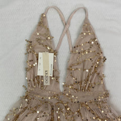 sequined deep V-neck backless short dress