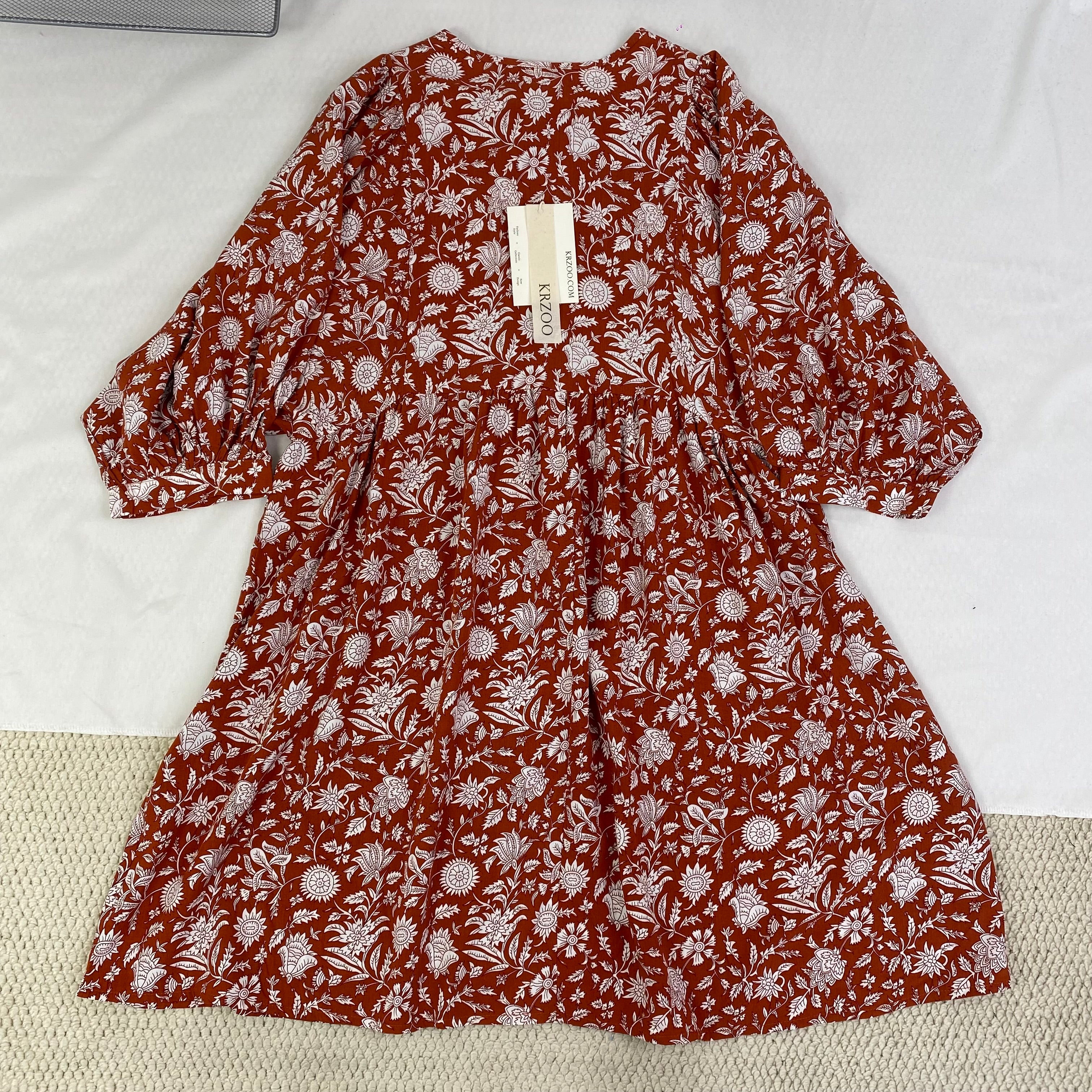 Loose strap printed dress