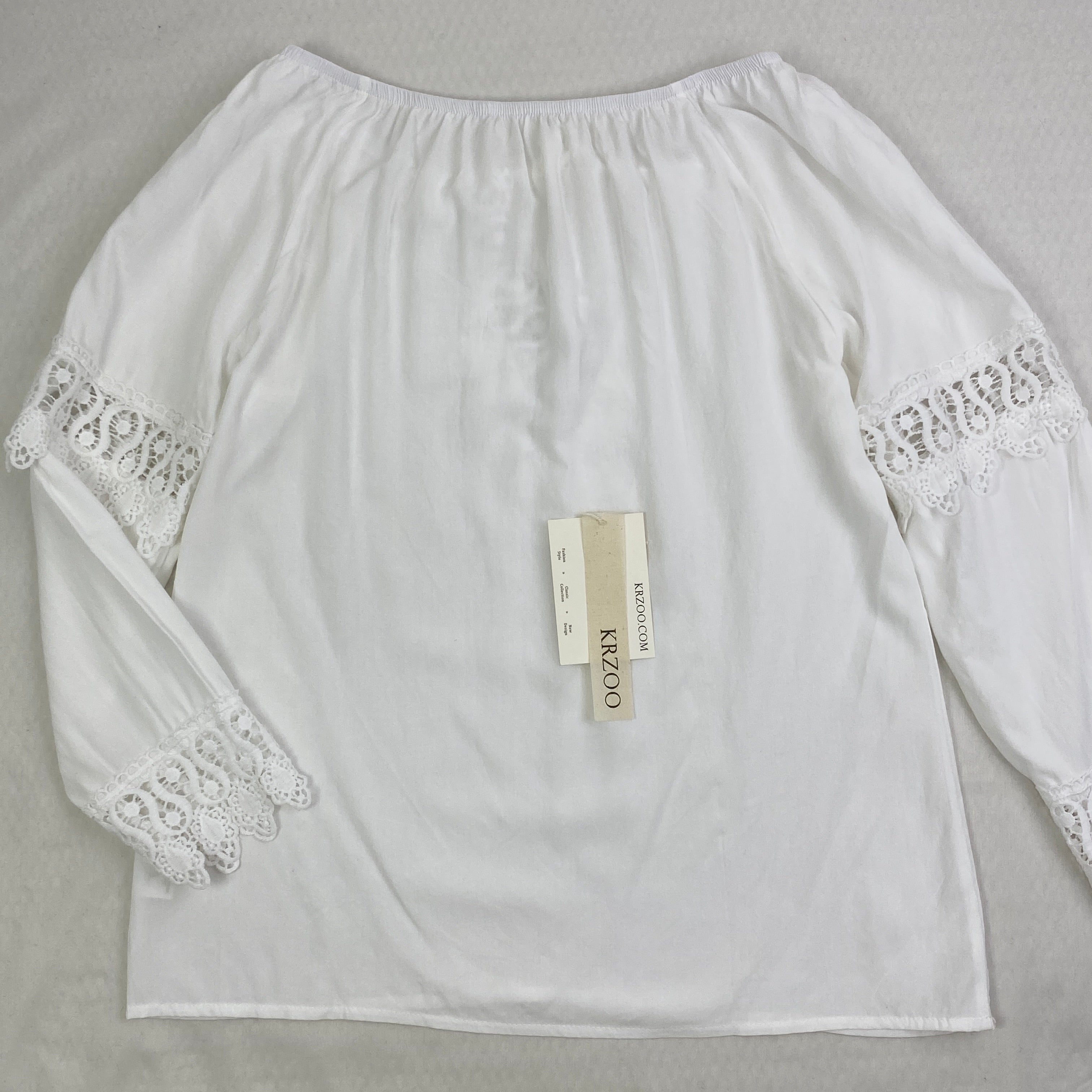 Lace trimmed long-sleeved shirt