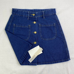 Button-up high-waisted denim skirt