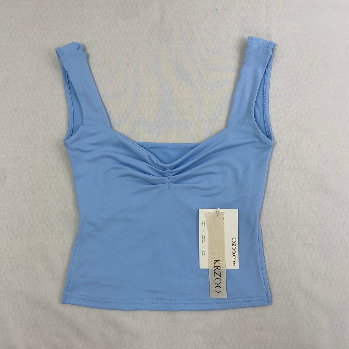 Square-neck wrinkled halter-neck backless T-shirt