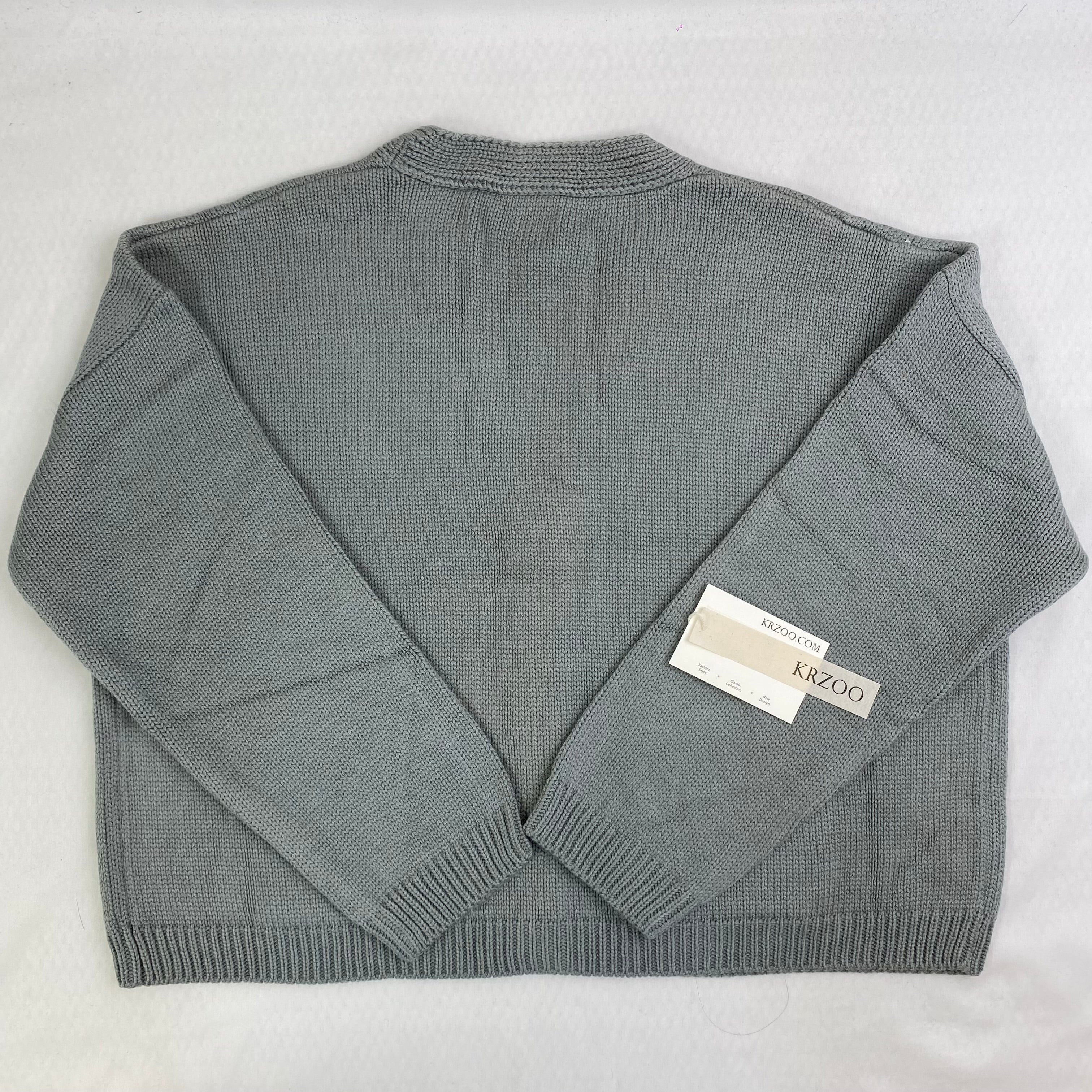 V-neck knitted sweater coat